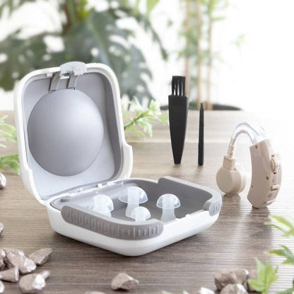 Set complet Welzy cu dispozitiv audio portabil, adaptoare din silicon, husă, perie și betișor de curățare, pentru întreținere eficientă