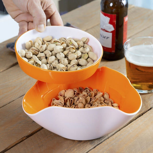 Boluri pentru Aperitive 2 în 1 Inovamarket, ideale pentru servirea fisticului, cu bol superior detașabil pentru coji.