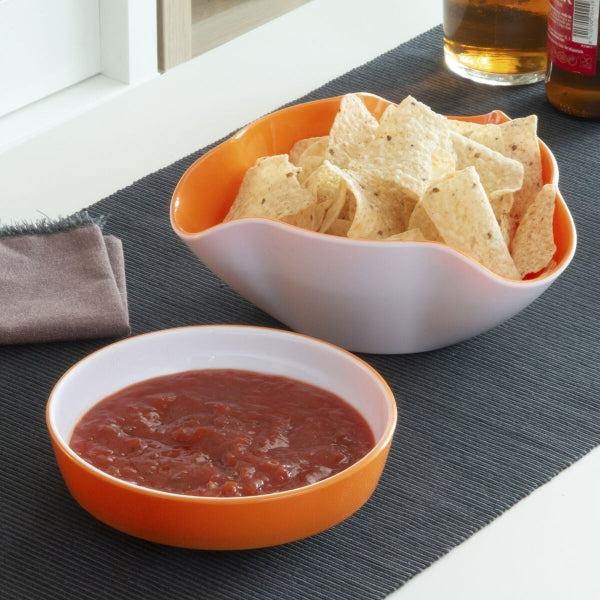 Boluri pentru Aperitive 2 în 1 Inovamarket, perfecte pentru servirea nachos și sosuri, design practic pentru mese festive.