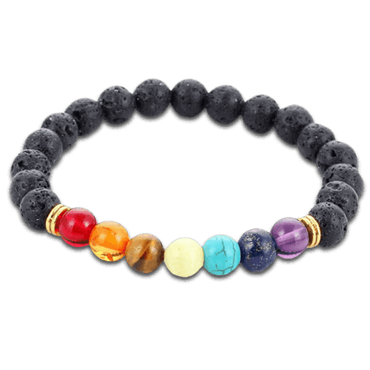 Bratara Chakra cu 7 Pietre Semipretioase si Lava ReiChi - Chakra 14K - Inovamarket