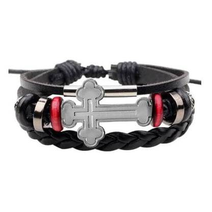 Bratara Spirituala Multistrat Stavros cu Cruce Metalica - 18 cm, Unisex - Inovamarket