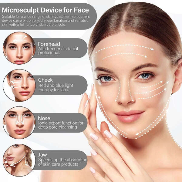 GlowTouch-Mini Dispozitiv de Masaj Facial Portabil cu Curent Microelectric, 3 Moduri de Masaj, Portabil și Ușor de Utilizat - Inovamarket