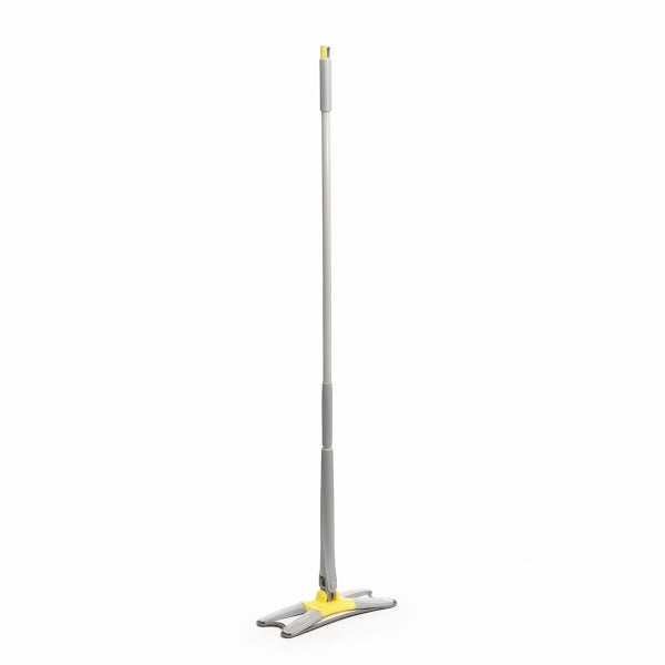 Mop cu burete din fibre cu stoarcere tip X Twop Inovamarket în poziție verticală, design ergonomic și modern pentru uz casnic.