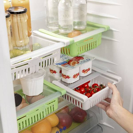 Organizator de frigider reglabil Friwer Inovamarket (2 bucăți) montat pe rafturi, ideal pentru depozitarea eficientă a alimentelor în frigider