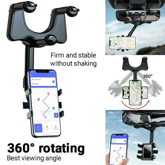 Suport Auto Telefon Mobil Rotativ și Retractabil 360° ABS, Universal, Compact