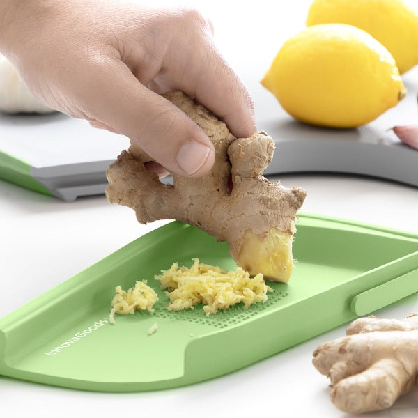Tocător reversibil multifuncțional Reblok Inovamarket cu răzătoare integrată pentru ghimbir, ideal pentru preparate aromate